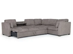 Mor Furniture Vivian Full Tux Sleeper Sectional In Gray Fabric, Left Facing