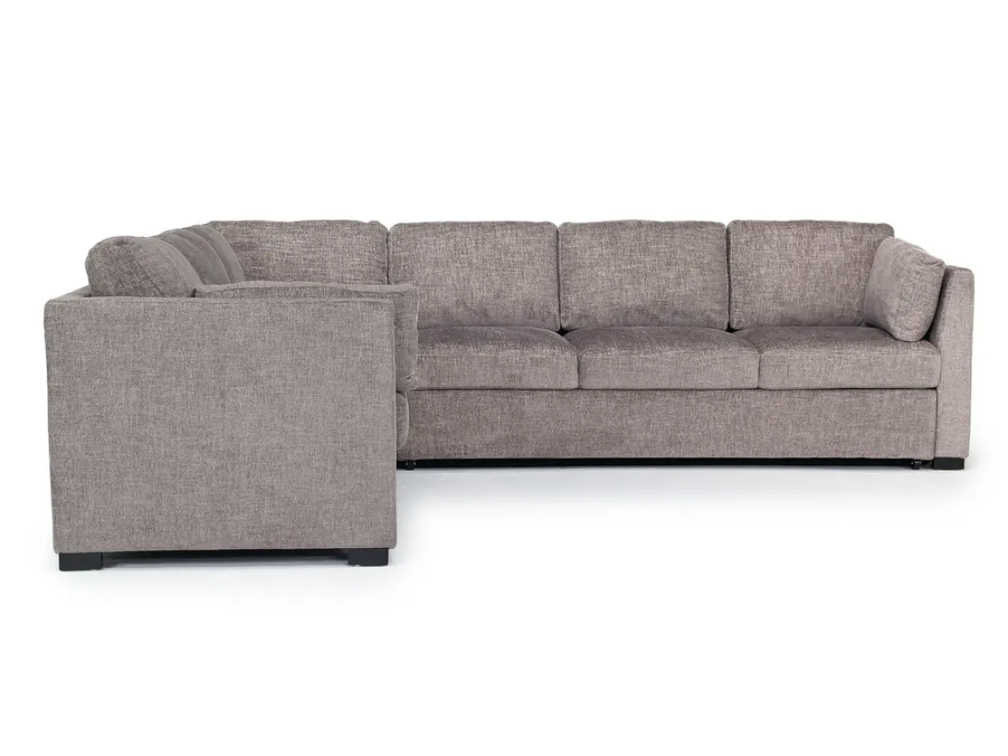 Mor Furniture Vivian Full Tux Sleeper Sectional In Gray Fabric, Left Facing