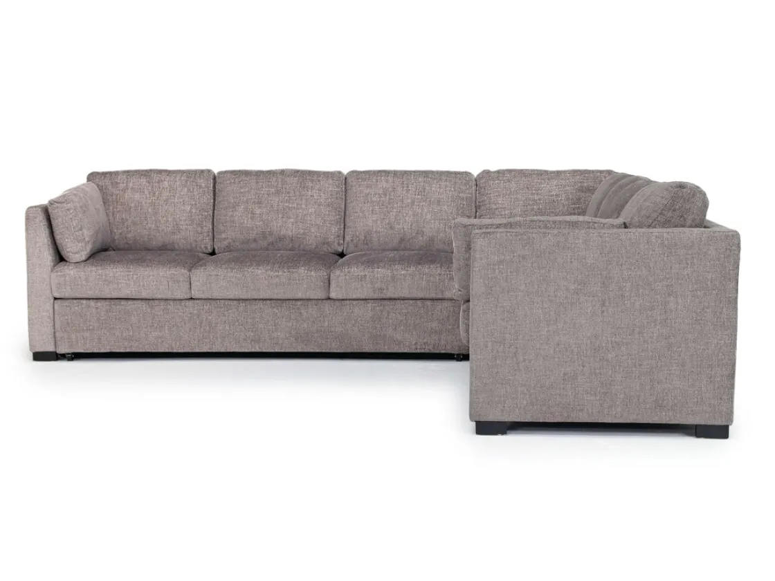 Mor Furniture Vivian Full Tux Sleeper Sectional In Gray Fabric, Left Facing
