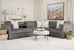 Mor Furniture Vivian Full Tux Sleeper Sectional In Gray Fabric, Left Facing