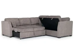 Mor Furniture Vivian Full Tux Sleeper Sectional In Gray Fabric, Left Facing