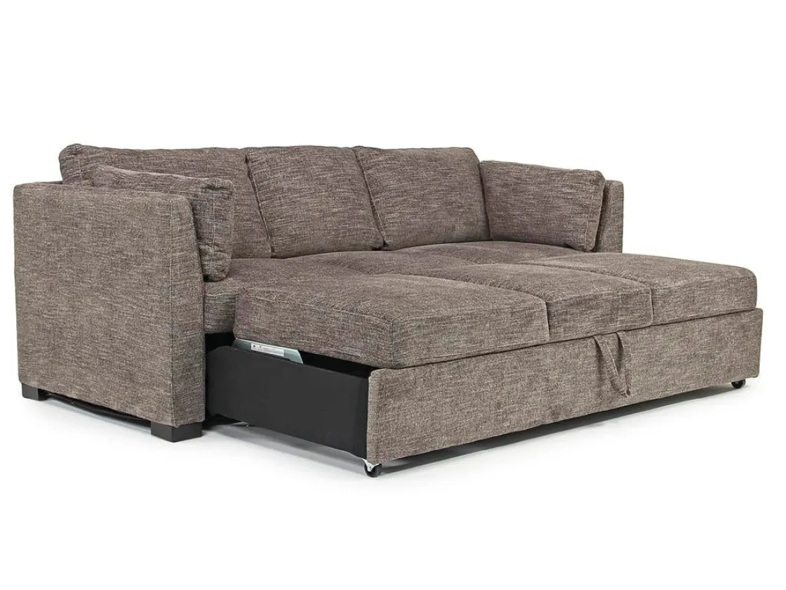 Mor Furniture Vivian Queen Pullout Sofa & Full Pullout Loveseat In Gray Fabric