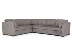 Mor Furniture Vivian Queen Tux Sleeper Sectional W/ Drop Down Table In Handwoven Pewter, Right Facing
