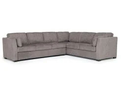 Mor Furniture Vivian Queen Tux Sleeper Sectional W/ Drop Down Table In Handwoven Pewter, Right Facing