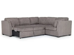 Mor Furniture Vivian Queen Tux Sleeper Sectional W/ Drop Down Table In Handwoven Pewter, Right Facing
