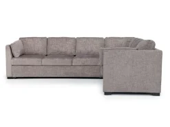 Mor Furniture Vivian Queen Tux Sleeper Sectional W/ Drop Down Table In Handwoven Pewter, Right Facing