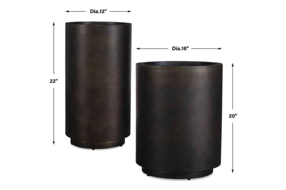 Mor Furniture Volcan Planter Vase In Bronze, Set Of 2