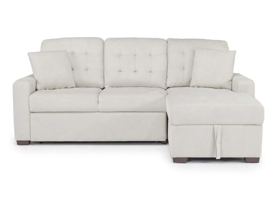 Mor Furniture Waitsfield Full Pullout Sofa Chaise In Gray, Left Facing