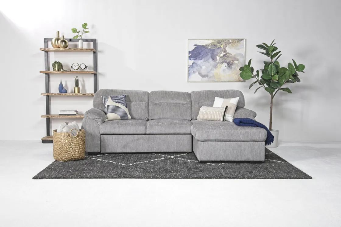 Mor Furniture Wanda Full Pullout Sofa Chaise In Gray, Left Facing