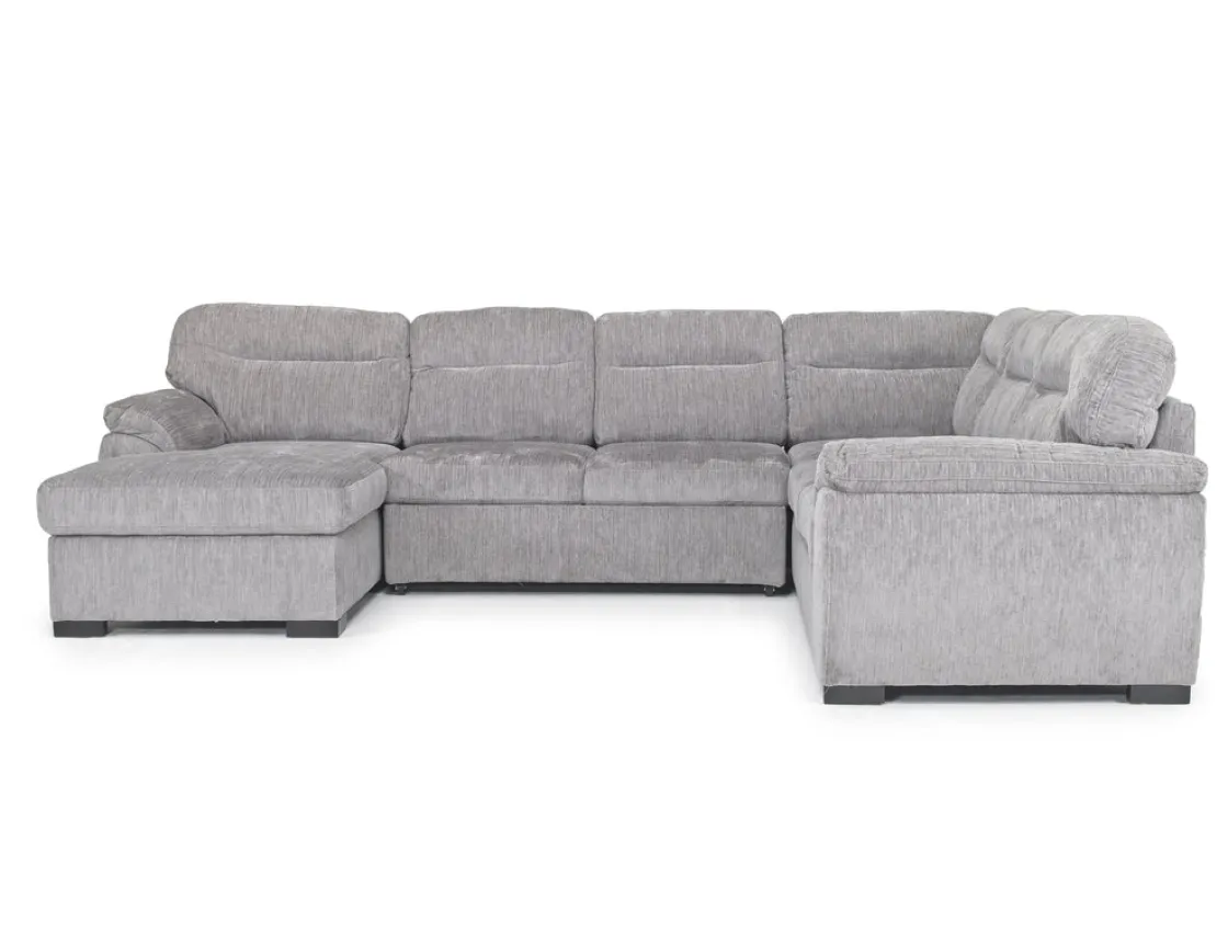 Mor Furniture Wanda Full Pullout Tux Chaise Sectional In Gray, Left Facing