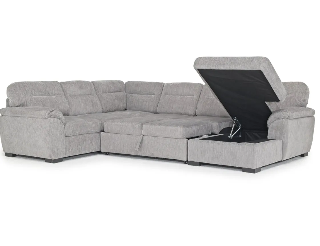 Mor Furniture Wanda Full Pullout Tux Chaise Sectional In Gray, Left Facing