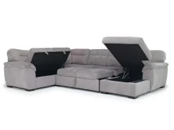 Mor Furniture Wanda Full Pullout Tux Storage Chaise Sectional In Gray, Left Facing