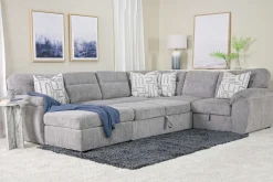 Mor Furniture Wanda Full Pullout Tux Storage Chaise Sectional In Gray, Left Facing