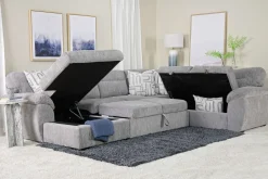 Mor Furniture Wanda Full Pullout Tux Storage Chaise Sectional In Gray, Left Facing
