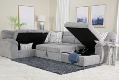 Mor Furniture Wanda Full Pullout Tux Storage Chaise Sectional In Gray, Left Facing