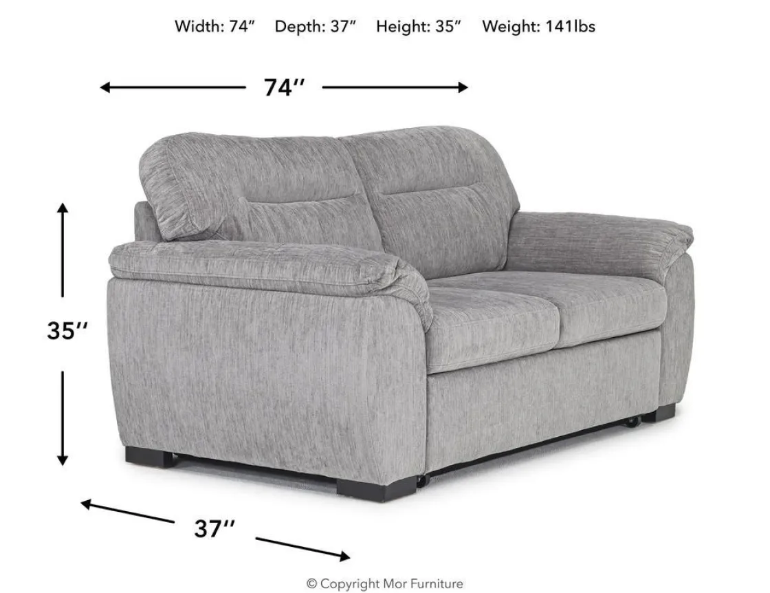 Mor Furniture Wanda Full Sleeper Loveseat In Gray