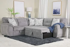 Mor Furniture Wanda Full Tux Sleeper Sectional W/ Storage In Gray, Right Facing