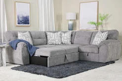 Mor Furniture Wanda Full Tux Sleeper Sectional W/ Storage In Gray, Right Facing