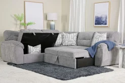 Mor Furniture Wanda Full Tux Sleeper Sectional W/ Storage In Gray, Right Facing