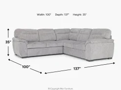 Mor Furniture Wanda Full Tux Sleeper Sectional W/ Storage In Gray, Right Facing