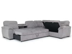 Mor Furniture Wanda Full Tux Sleeper Sectional W/ Storage In Gray, Right Facing