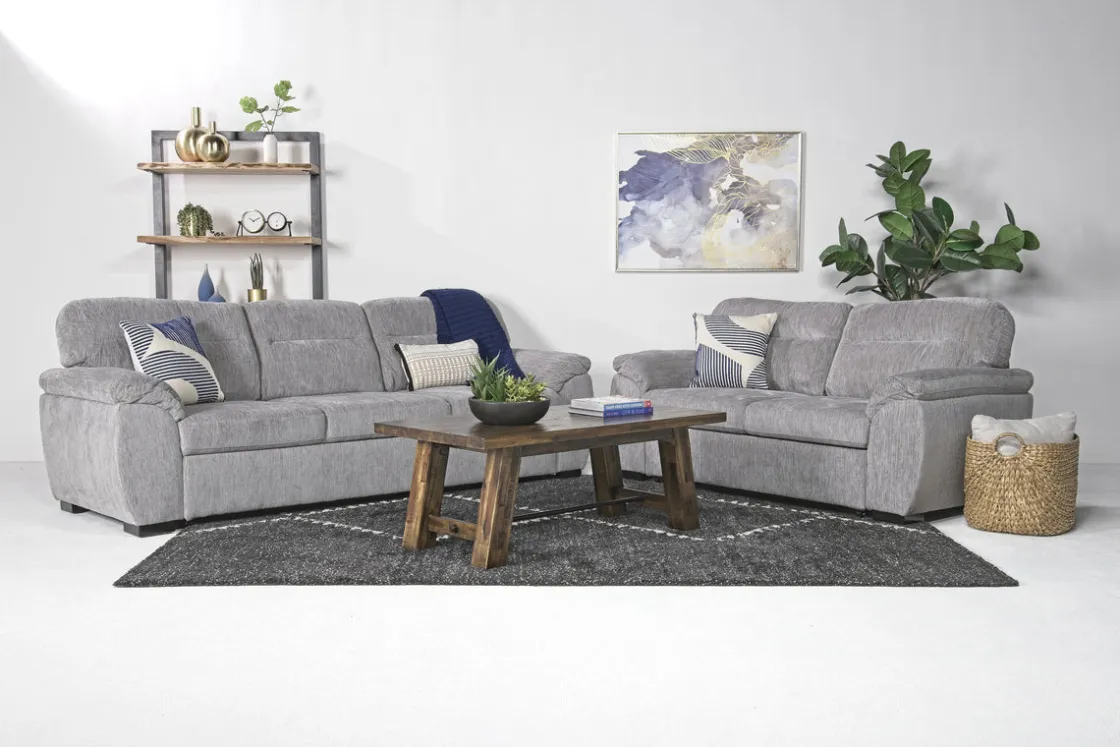 Mor Furniture Wanda Queen Pullout Sofa & Full Pullout Loveseat In Gray
