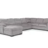 Mor Furniture Wanda Queen Pullout Tux Sofa Chaise Sectional In Gray, Left Facing