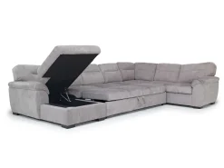 Mor Furniture Wanda Queen Pullout Tux Sofa Chaise Sectional In Gray, Left Facing