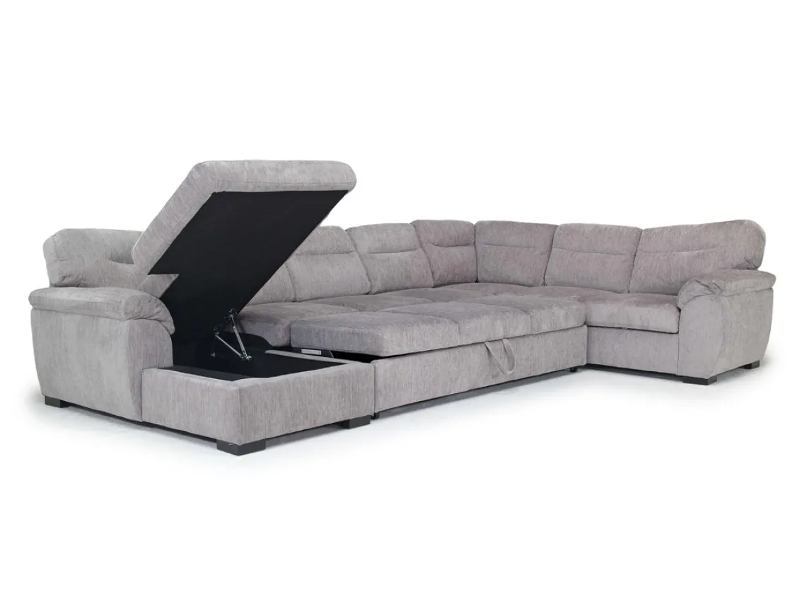 Mor Furniture Wanda Queen Pullout Tux Sofa Chaise Sectional In Gray, Left Facing