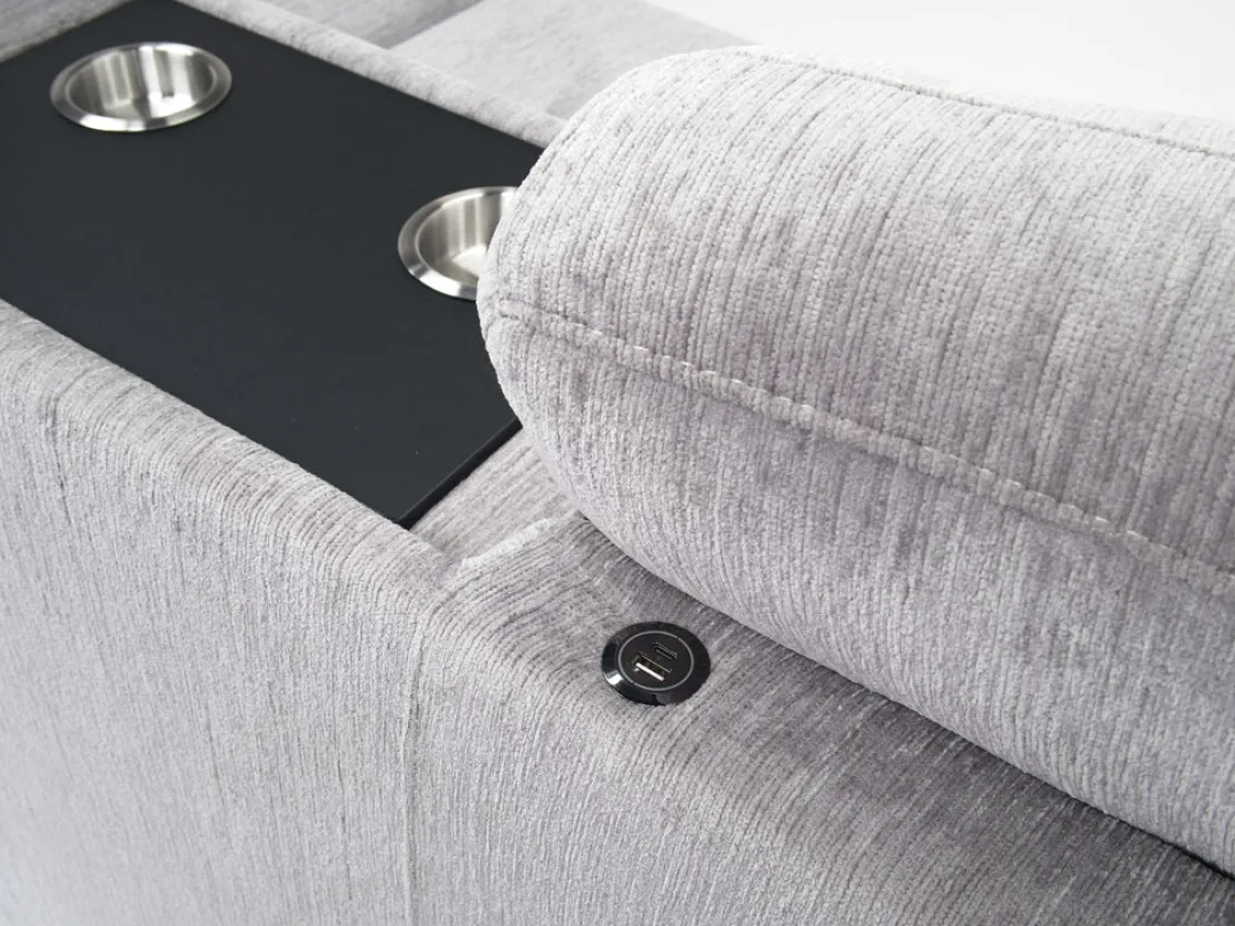 Mor Furniture Wanda Queen Tux Sleeper Sectional W/ Drop Table In Gray, Right Facing
