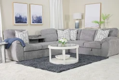 Mor Furniture Wanda Queen Tux Sleeper Sectional W/ Drop Table In Gray, Right Facing