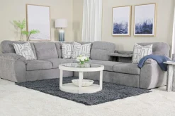 Mor Furniture Wanda Queen Tux Sleeper Sectional W/ Drop Table In Gray, Right Facing