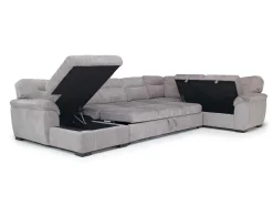 Mor Furniture Wanda Xl Storage Chaise Sleeper Sectional In Gray, Left Facing