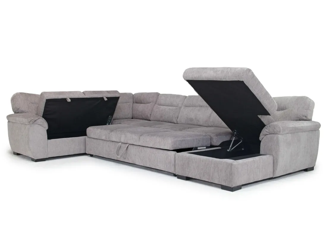 Mor Furniture Wanda Xl Storage Chaise Sleeper Sectional In Gray, Left Facing