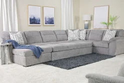 Mor Furniture Wanda Xl Storage Chaise Sleeper Sectional In Gray, Left Facing
