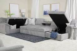 Mor Furniture Wanda Xl Storage Chaise Sleeper Sectional In Gray, Left Facing