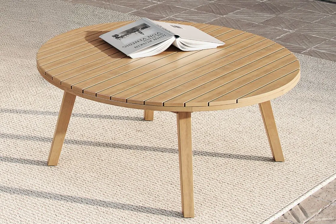 Mor Furniture Wesley Outdoor Round Coffee Table In Natural