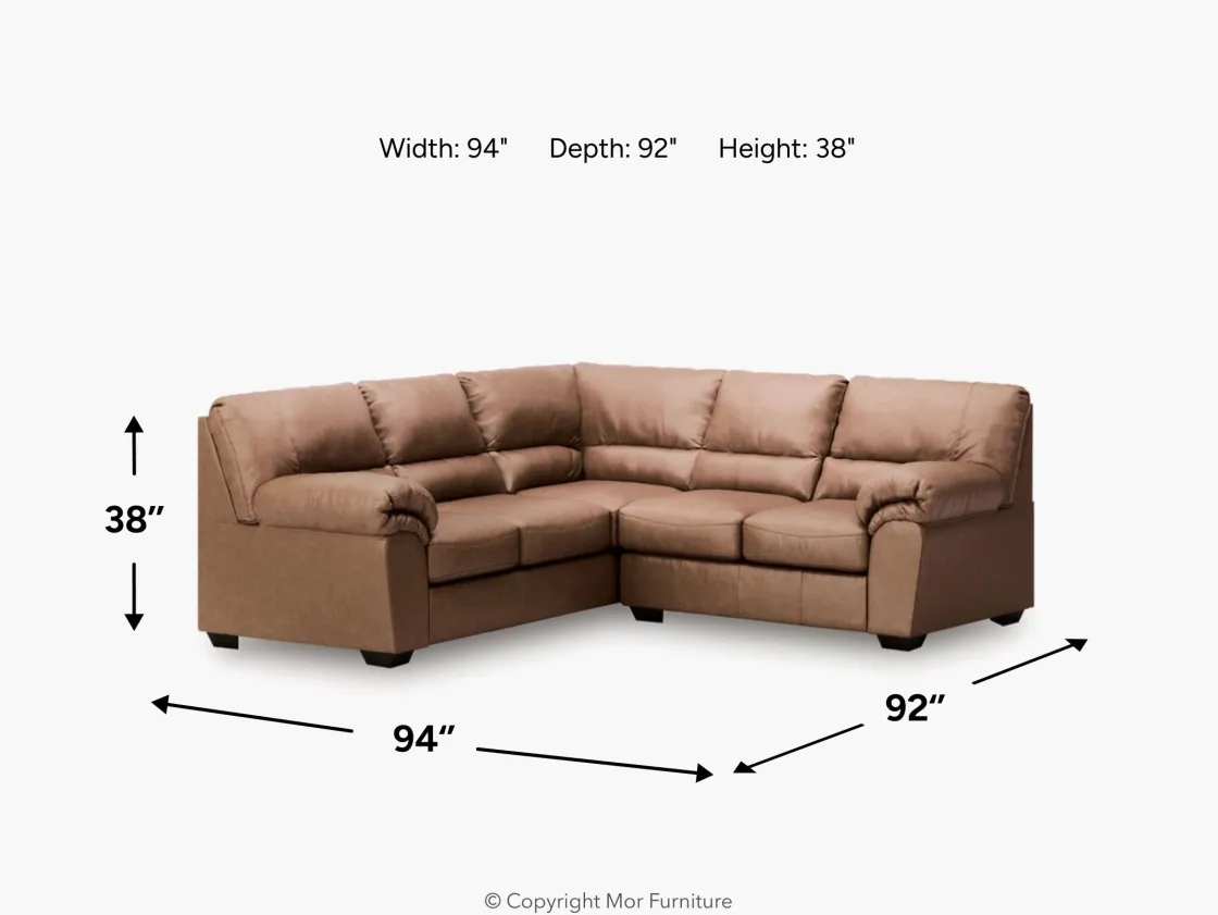Mor Furniture Whitlock Tux Loveseat Sectional In Caramel, Left Facing