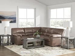 Mor Furniture Whitlock Tux Loveseat Sectional In Caramel, Left Facing