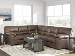 Mor Furniture Whitlock Tux Sofa Sectional In Caramel, Left Facing
