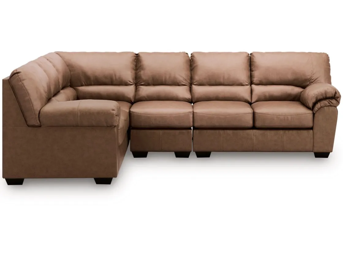 Mor Furniture Whitlock Tux Sofa Sectional In Caramel, Left Facing