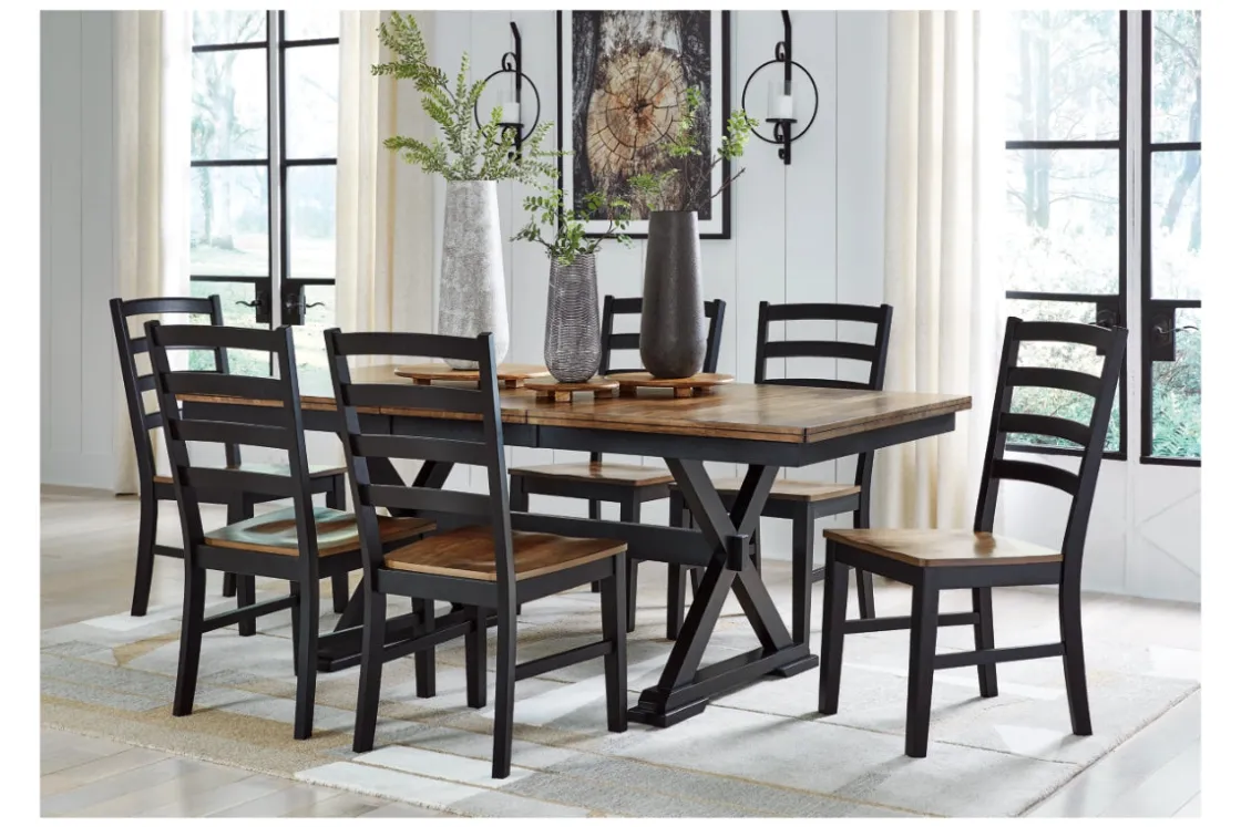 Mor Furniture Wildenauer Extendable Dining Table & 6 Chairs In Brown/Black