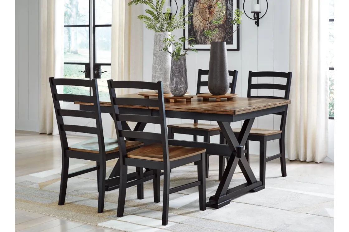 Mor Furniture Wildenauer Extendable Dining Table & 4 Chairs In Brown/Black