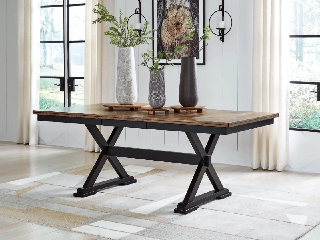 Mor Furniture Wildenauer Extendable Dining Table In Brown/Black