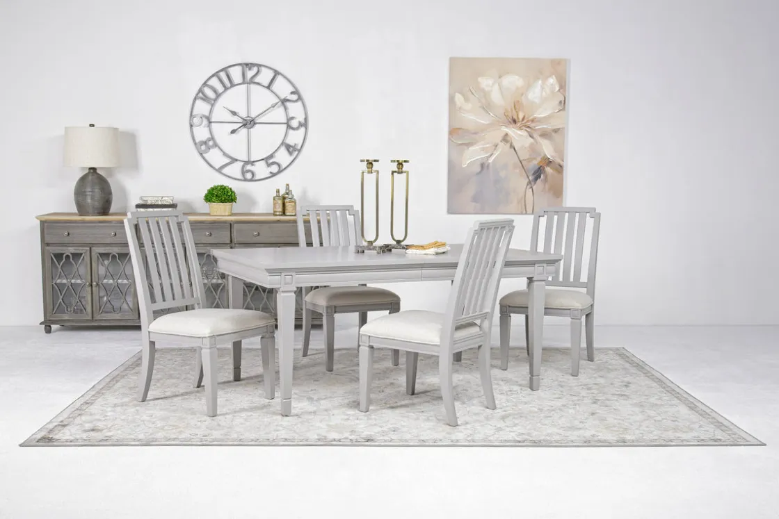 Mor Furniture Willowbrook Dining Table & 4 Chairs In Pebble, Slat