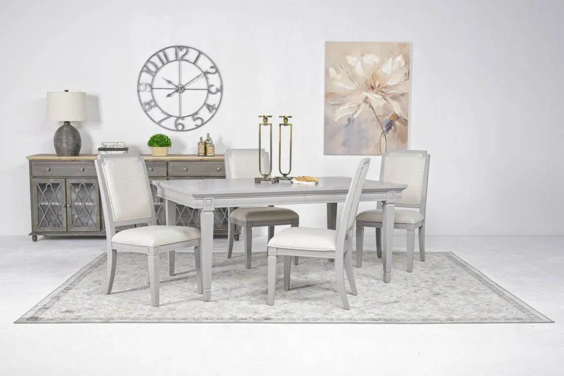 Mor Furniture Willowbrook Dining Table & 4 Chairs In Pebble, Slat