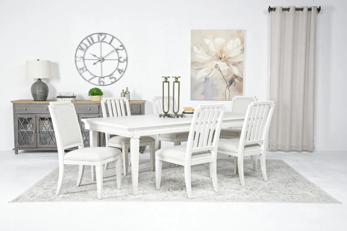 Mor Furniture Willowbrook Dining Table & 6 Chairs In Egg Shell White