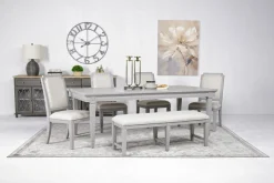 Mor Furniture Willowbrook Dining Table, 4 Chairs & Bench In Pebble, Slat