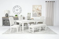 Mor Furniture Willowbrook Dining Table, 4 Chairs & Bench In Pebble, Slat