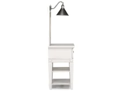 Mor Furniture Willowbrook Nightstand & Hutch W/ Lamp In Egg Shell White